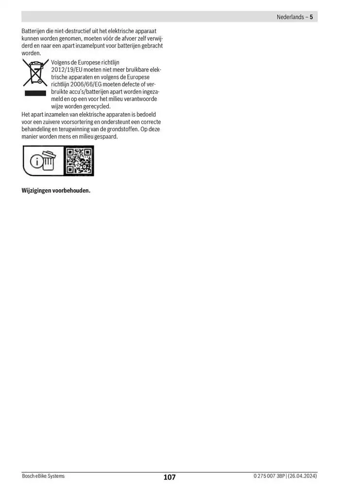 Electric Bike Manual van 12 februari tot 12 augustus 2025 - folder pagina 107