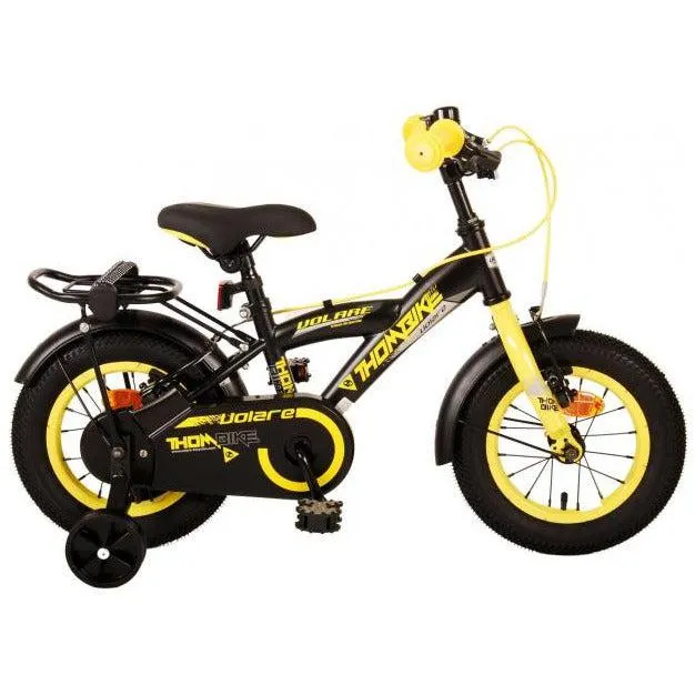 Volare Thombike Kinderfiets - Jongens - 12 inch - Zwart Geel - Twee Handremmen