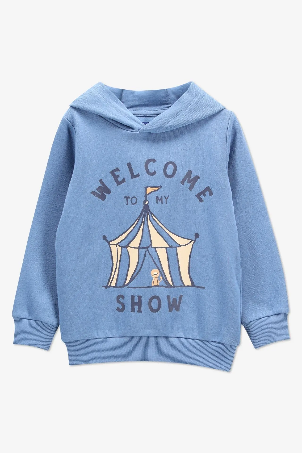 Blauwe hoodie met borstprint