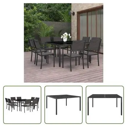 vidaXL - Acier - Mobilier de salle à manger d'extérieur 9 pc Acier - 307352
