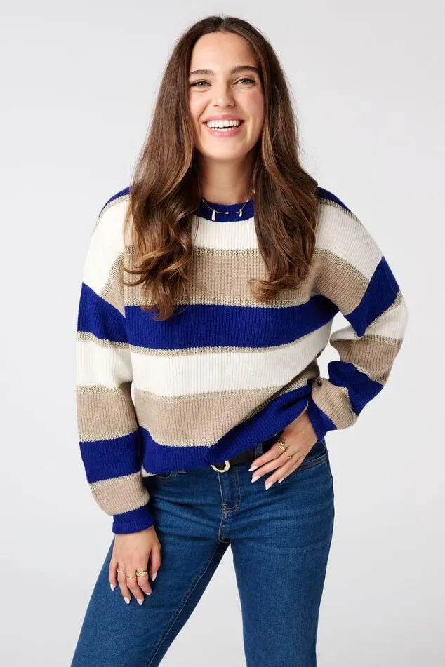 Gestreepte trui met lurex