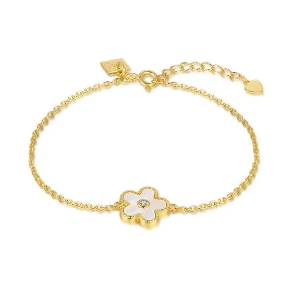 Armband in goudkleurig edelstaal, bloemvormig