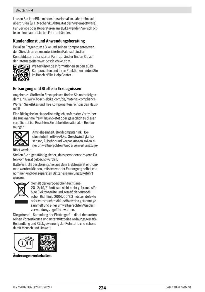 Electric Bike Manual van 12 februari tot 12 augustus 2025 - folder pagina 224