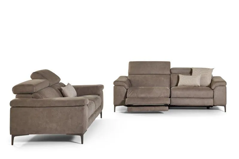 Set: 3-zit met elektrische relax en 2-zit vast - Silver grijs