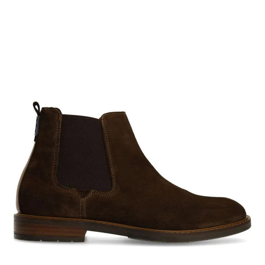 Donkerbruine suède chelsea boots