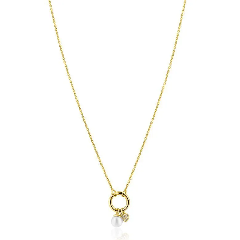 ZINZI gold plated zilveren ketting met ronde sluitring en twee luxe bedels 42-45cm ZIC2738