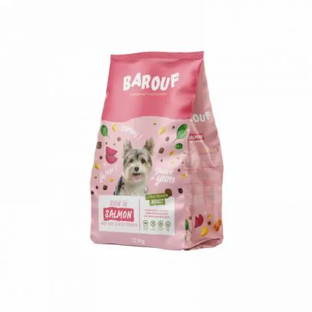 BAROUF LITTLE CRUNCH RICHE EN SAUMON, AU RIZ & AUX ÉPINARDS POUR CHIEN ADULTE 12KG