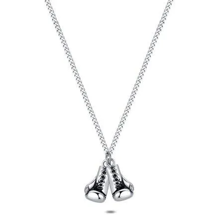 Halsketting in edelstaal, gourmet,2 bokshandschoenen