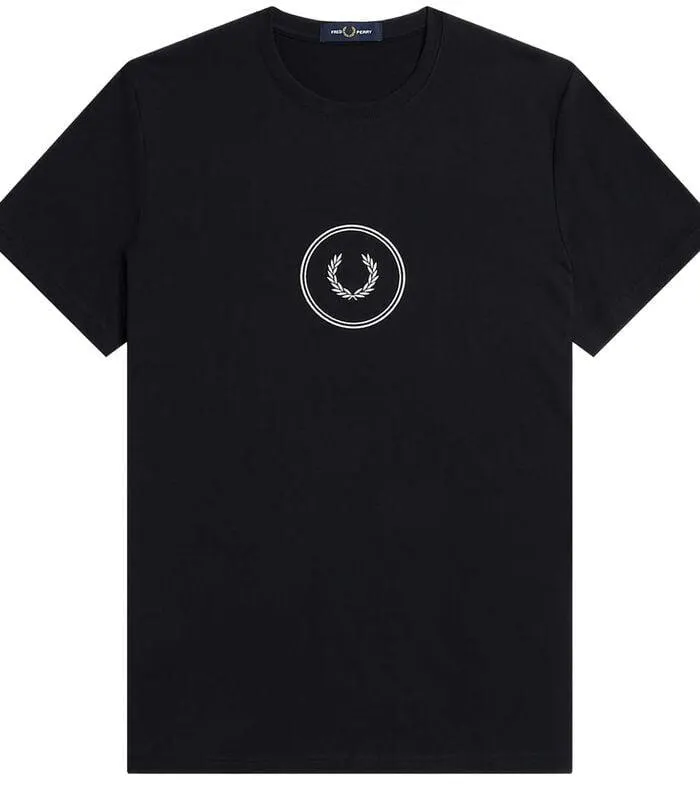 Fredperry T-Shirt Fred Perry Circle Branding Zwart T-Shirt