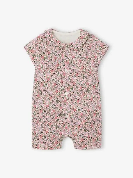 Combinaison fleurie naissance - écru