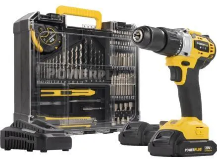 Powerplus POWX00850 accu schroef- en klopboormachine 20V lader + 2 batterijen