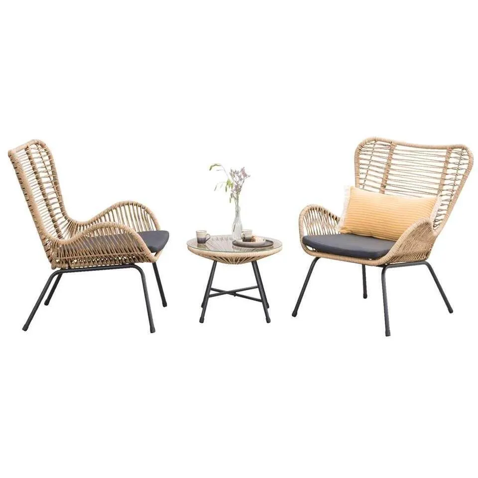 Le Sud loungeset Monte Carlo - naturelkleur - 3-delig