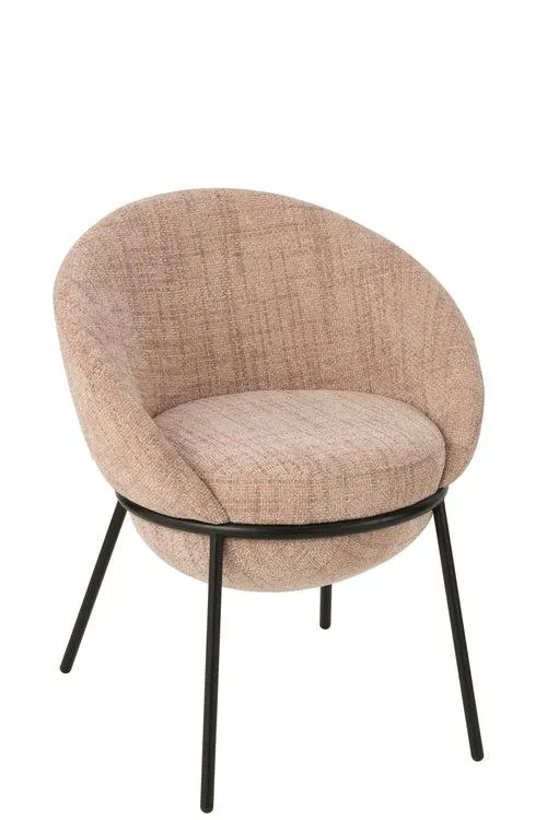 J-Line stoel - ijzer - lichtroze/zwart