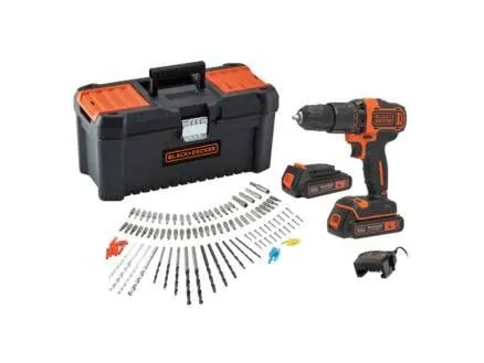 Black+Decker BCD700C2TA-QW accu klopboorschroefmachine 2x18 V Li-Ion + 2 accu's + lader + 105 accessoires
