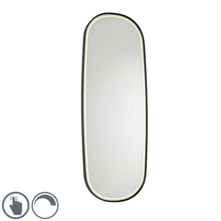 Moderne badkamerspiegel zwart incl. LED dimbaar - Geraldien