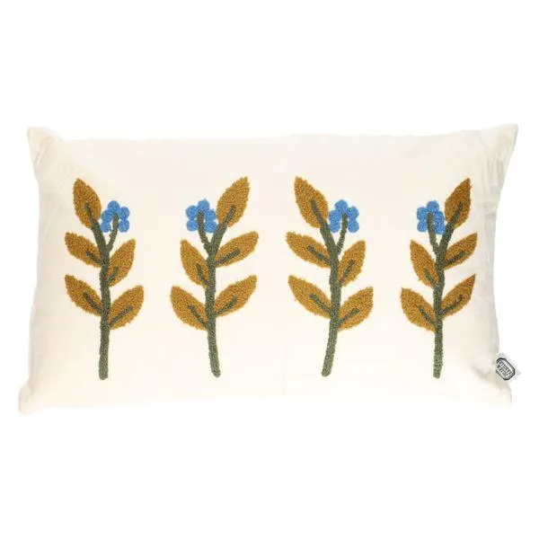 Velours kussen, bio-katoen, takjes, off white, 30 x 50 cm