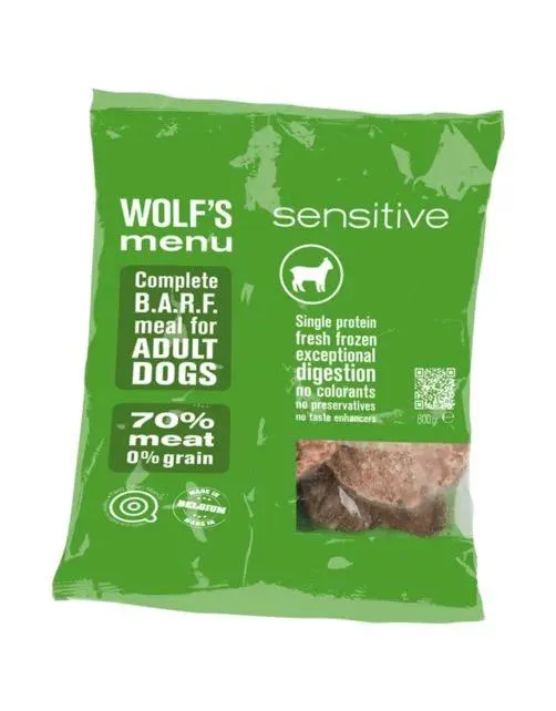 Wolf's Menu Sensitive - Diepvriesvoer - Lam 800 g