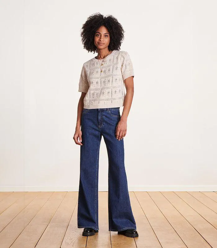 Flare jeans met hoge taille van biologisch katoen