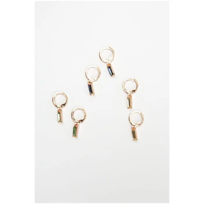 Set 3 paar oorbellen stone hoops