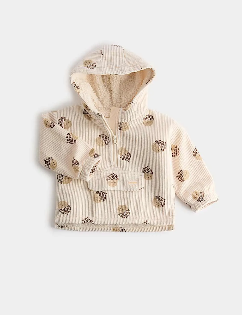 Pure Cotton Acorn Fleece Lined Hoodie (0-3 Yrs)