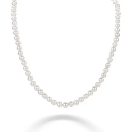 Halsketting in zilver, parels van 6 mm