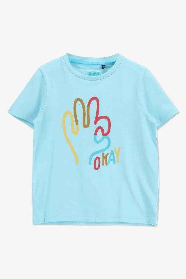 Lichtblauw T-shirt OKAY