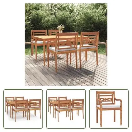 vidaXL Ensemble à manger de jardin coussins 5 pcs Bois de teck massif