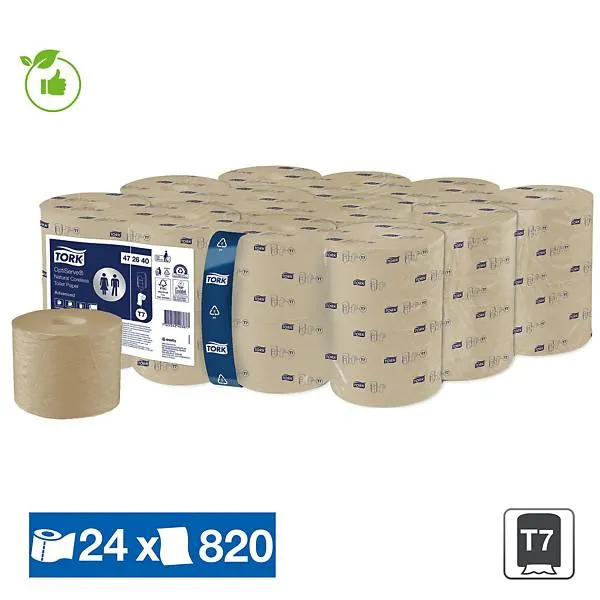 Toiletpapier Tork Natural Advanced T7 Hulsloos 2-laags, set van 24 rollen