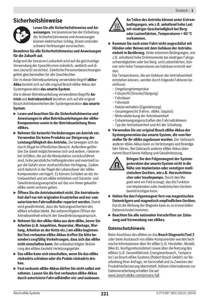 Electric Bike Manual van 12 februari tot 12 augustus 2025 - folder pagina 221