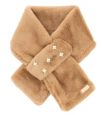 Sjaal Fur flowers Natini - dark beige