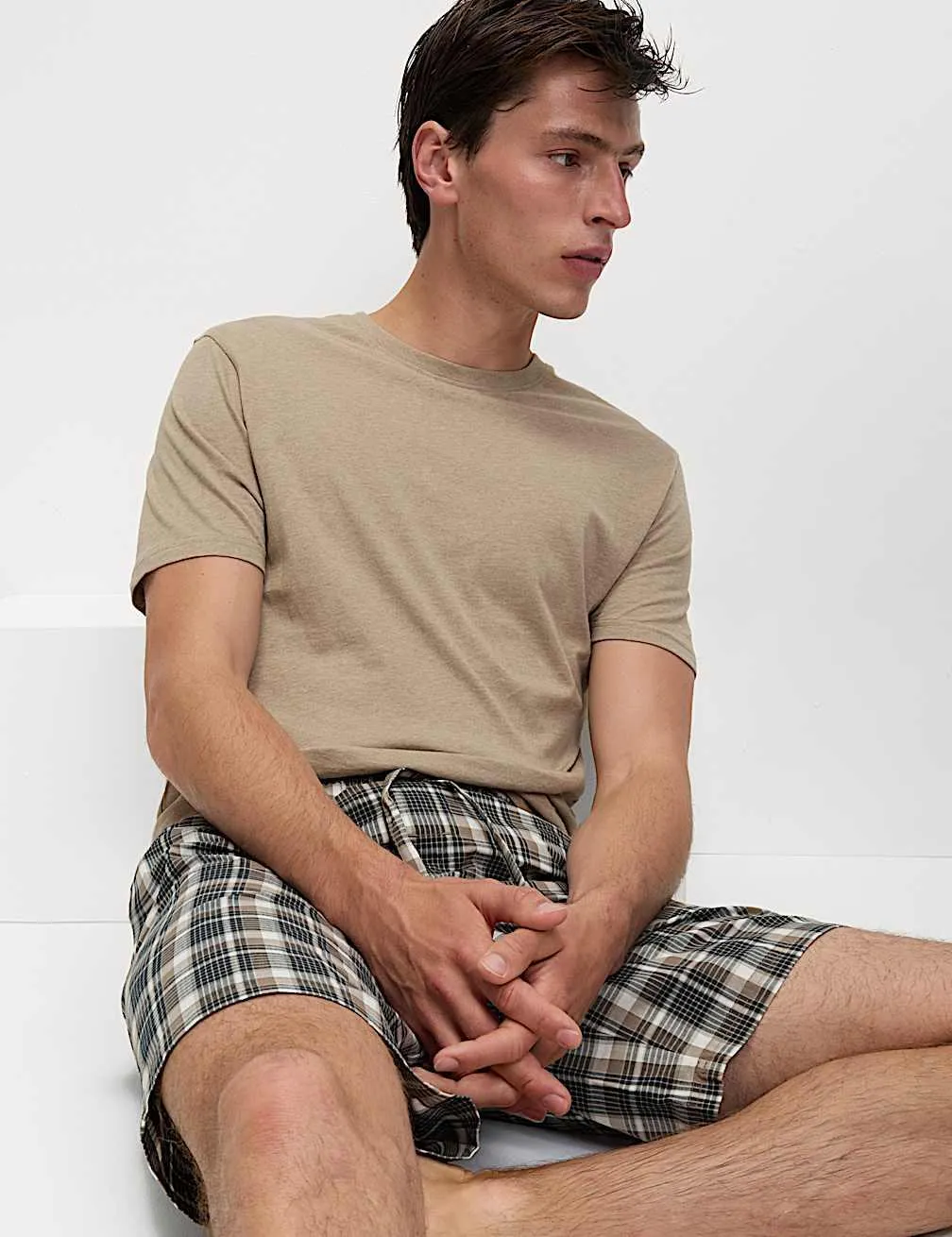 Pure Cotton Neutral Checked Pyjama Set