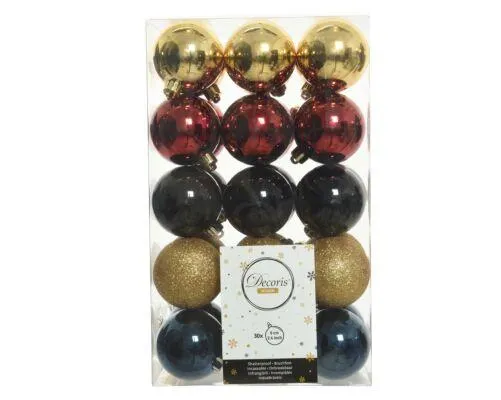 Decoris 020162 Kerstballen Kunststof Mix - 30 Stuks