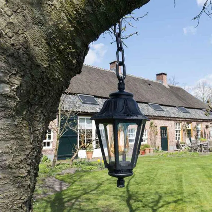 Landelijke buitenhanglamp zwart IP44 - Anna