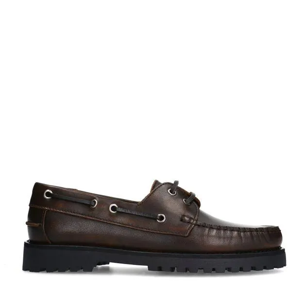 Bruine leren bootschoenen