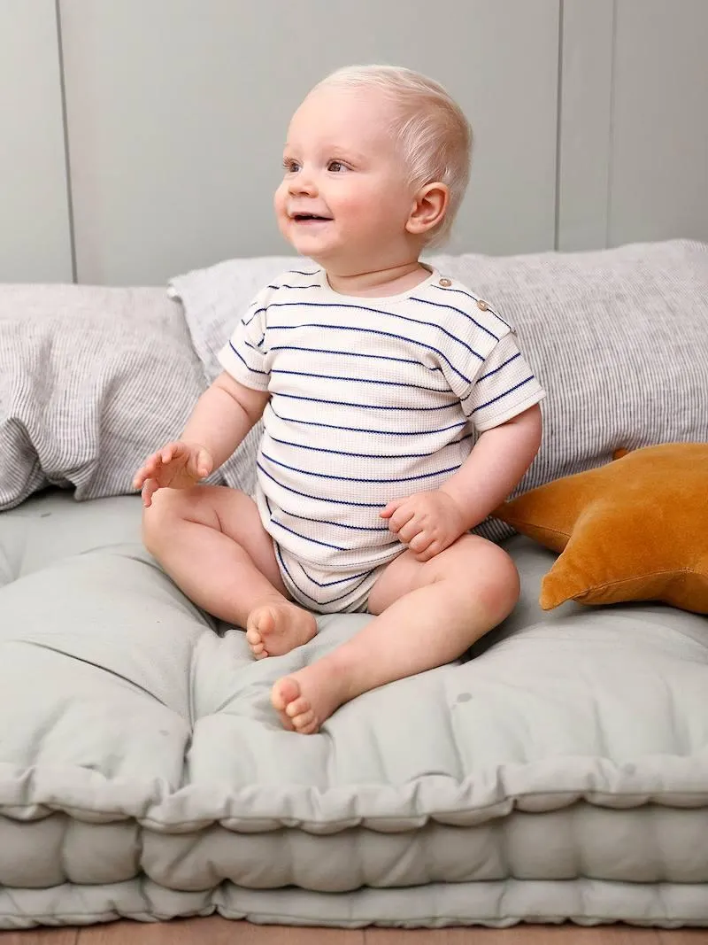 Ensemble naissance nid d'abeille tee-shirt et short - écru