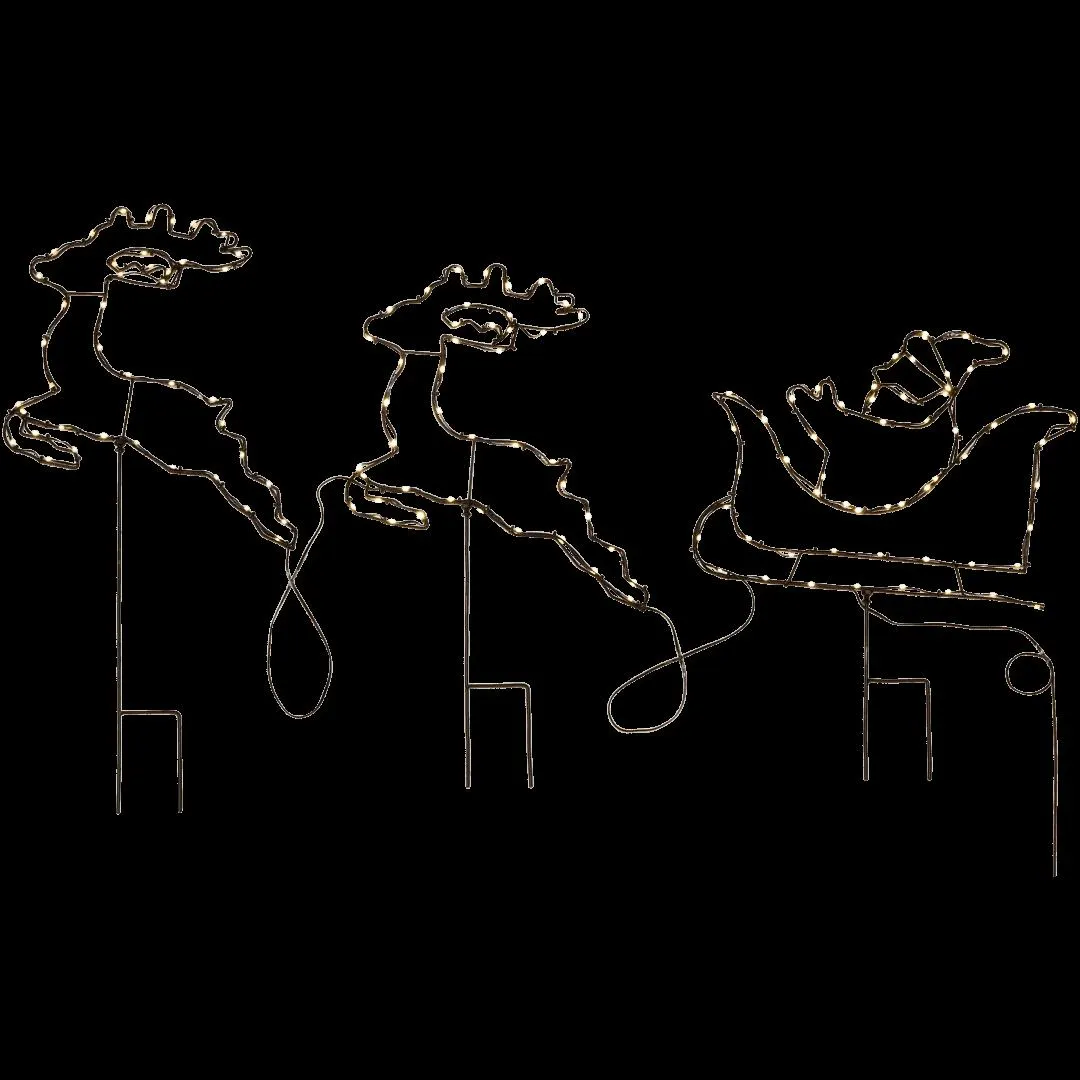 Ledstekker met slee en rendieren