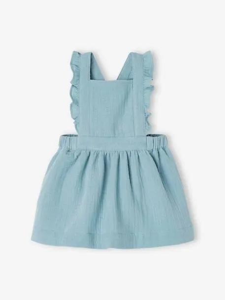 Robe-salopette en gaze de coton bébé - vert céladon