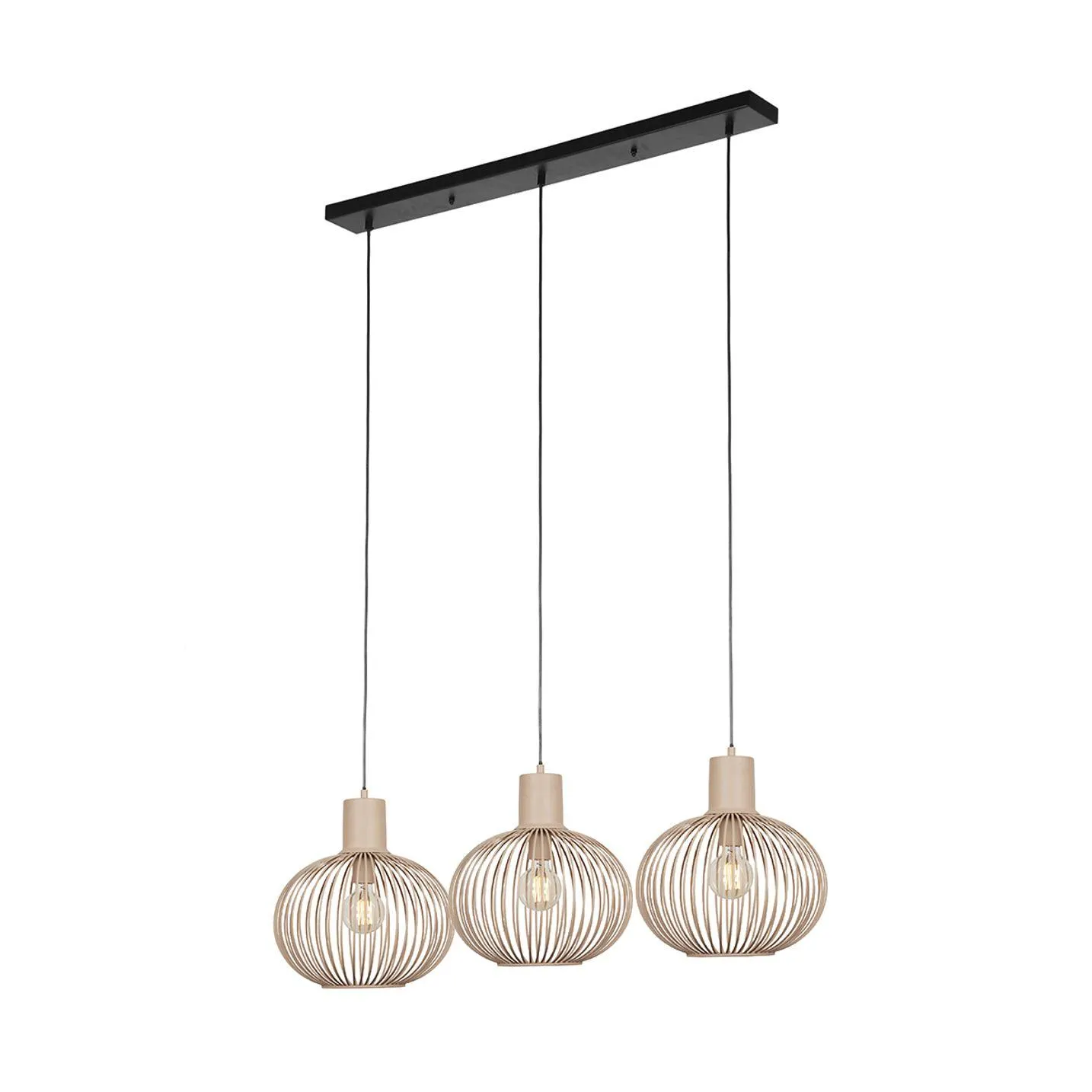 Moderne draad hanglamp zwart met beige 3-lichts - Gila