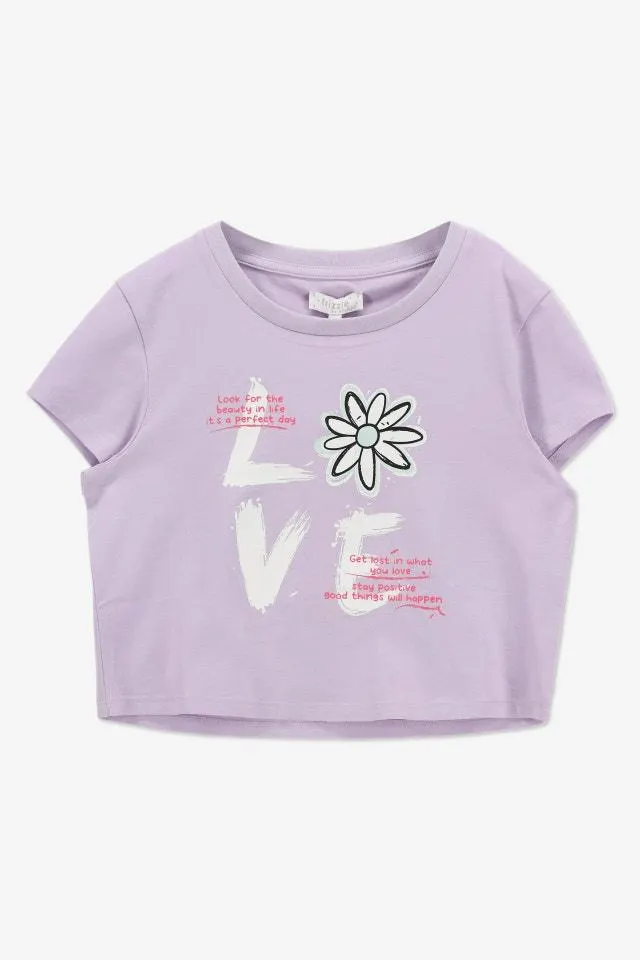 Lila cropped T-shirt "Love"