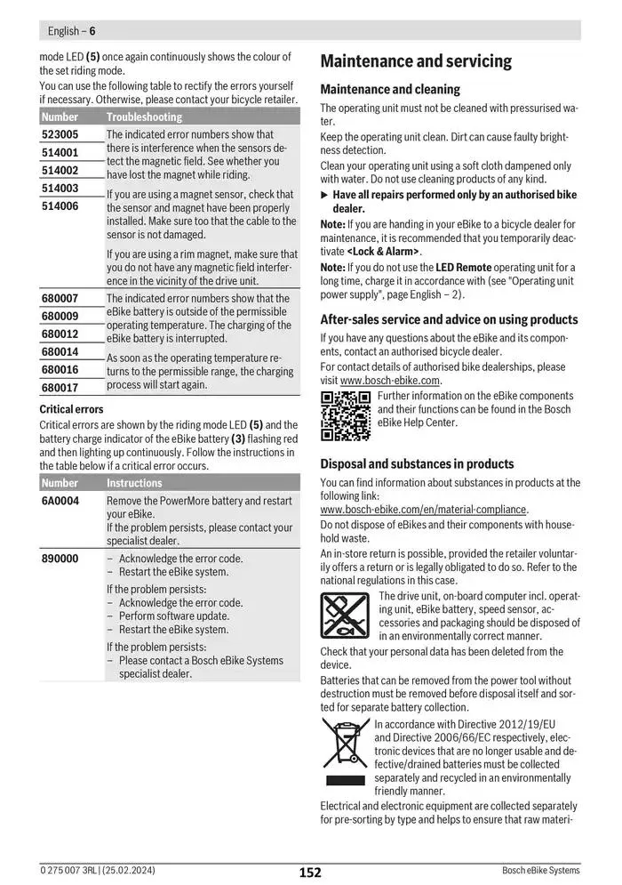 Electric Bike Manual van 12 februari tot 12 augustus 2025 - folder pagina 152