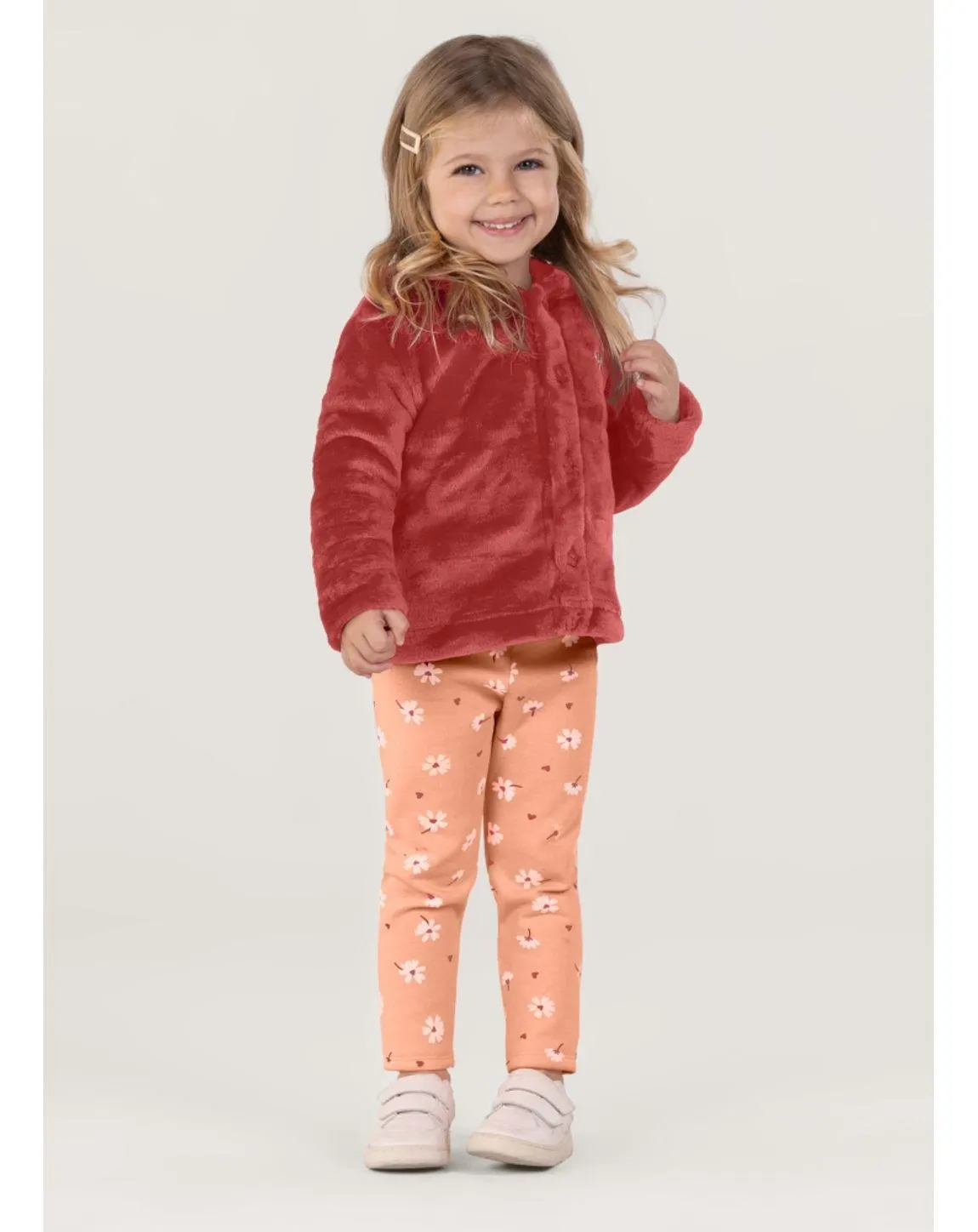Conjunto Casaco Fleece Infantil Menina Brandili
