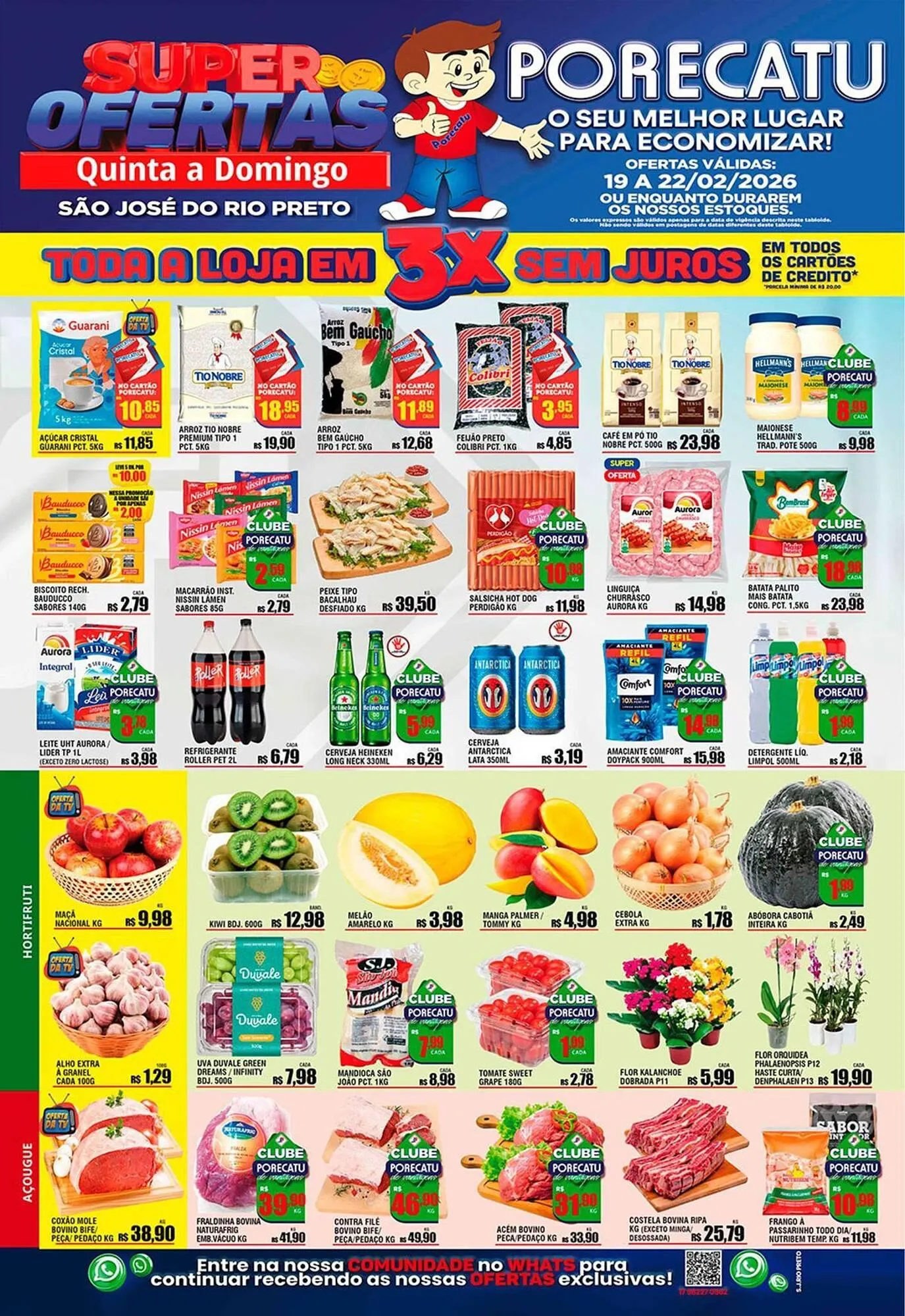 Encarte de Catálogo Supermercado Porecatu 19 de fevereiro até 22 de fevereiro 2026 - Pagina 1
