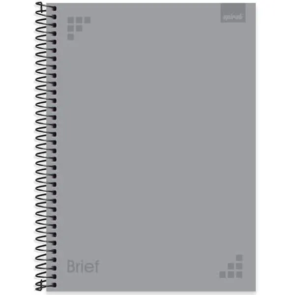 Caderno Universitário Capa Dura 1X1 80 Folhas Brief Cinza Spiral - PT 1 UN