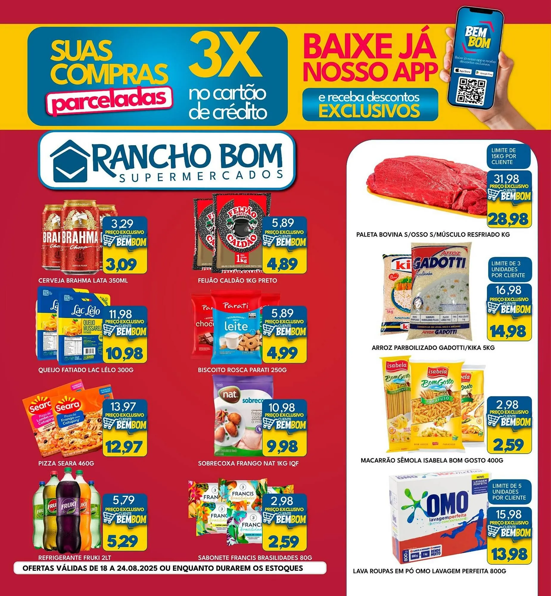 Encarte de Catálogo Rancho Bom Supermercados 18 de agosto até 24 de agosto 2025 - Pagina 1