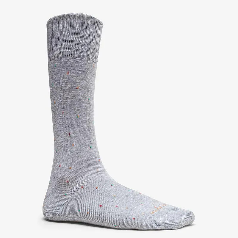 Meia Am Cinza Com Poá Colorido 39/43