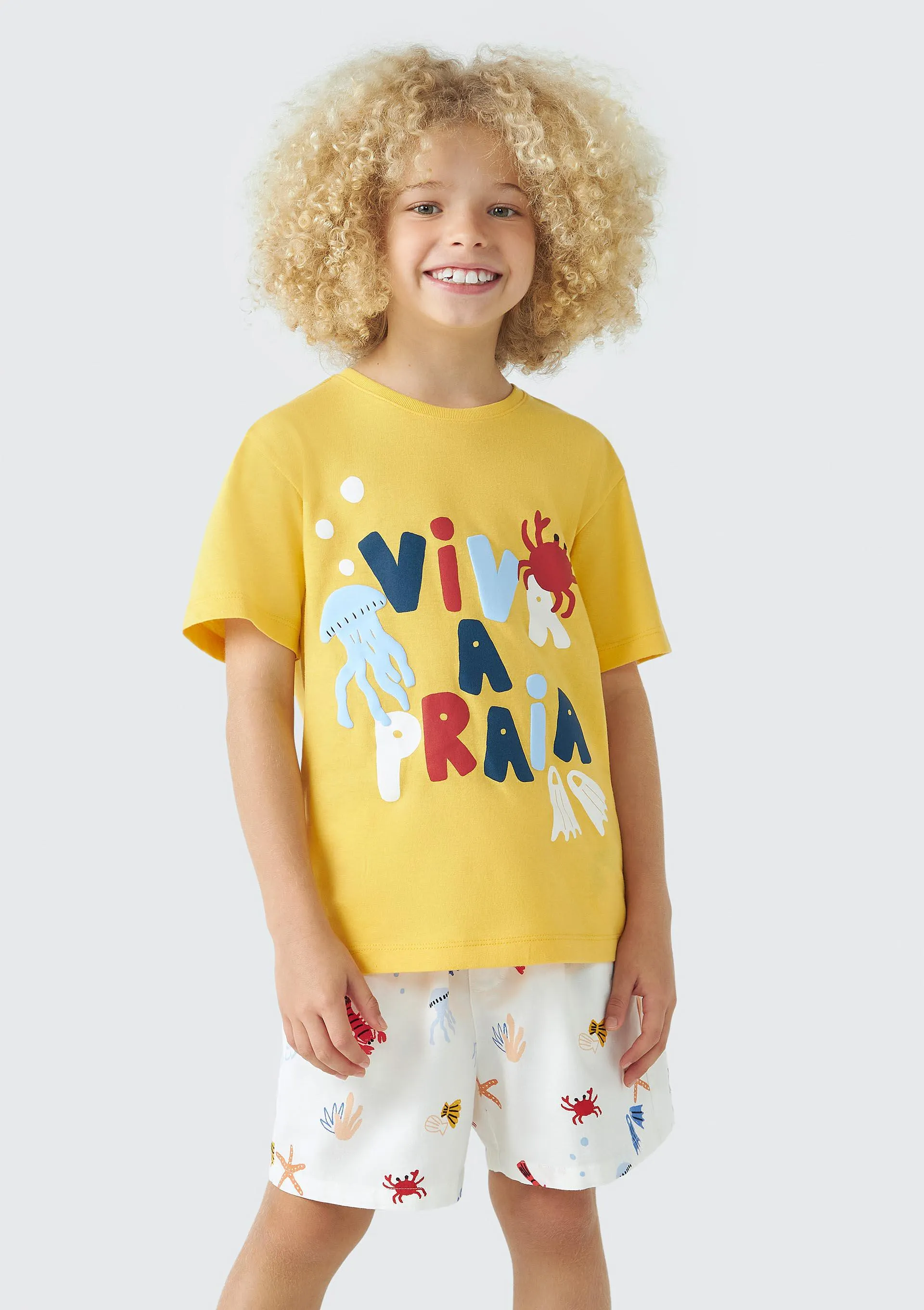 Camiseta Infantil Menino Estampada Fábula - Amarelo