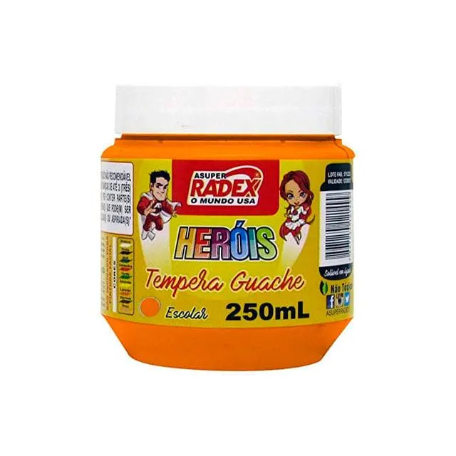 Tinta Guache Escolar Asuper 250ml Laranja - Radex