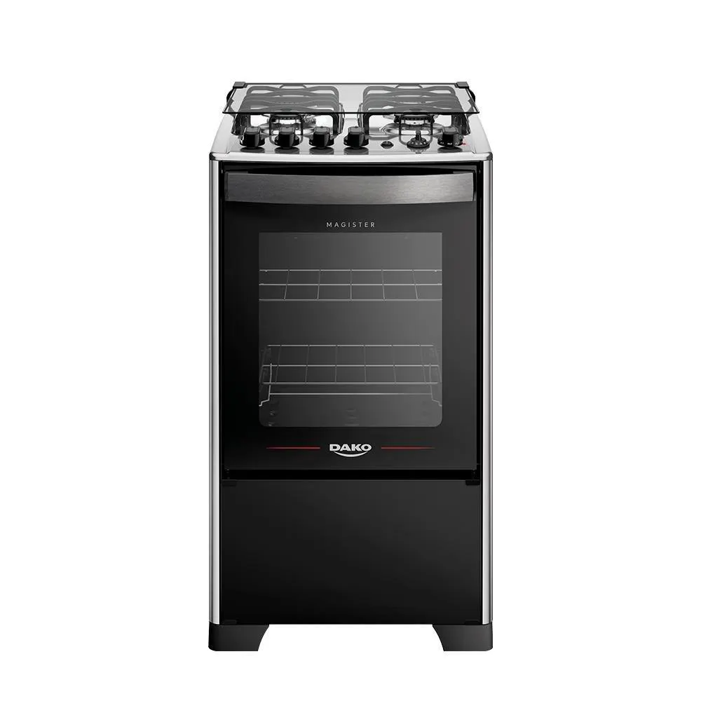 Fogão 4 Bocas Dako Magister Grill Preto/Inox Bivolt