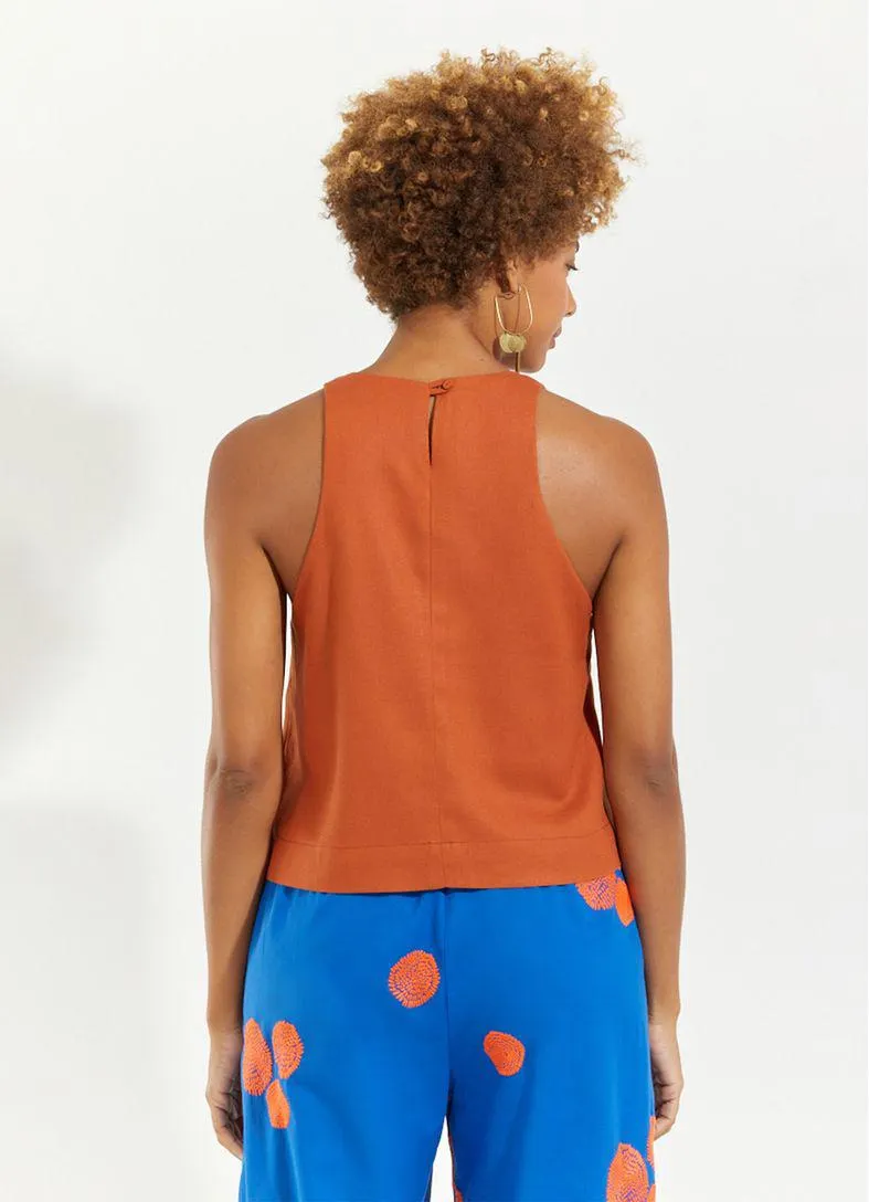 Regata shell linho leve marrom