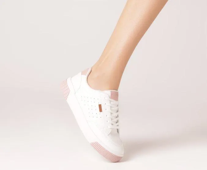 Tênis Sola Vulcanizada Urban Furinhos Branco e Rosa